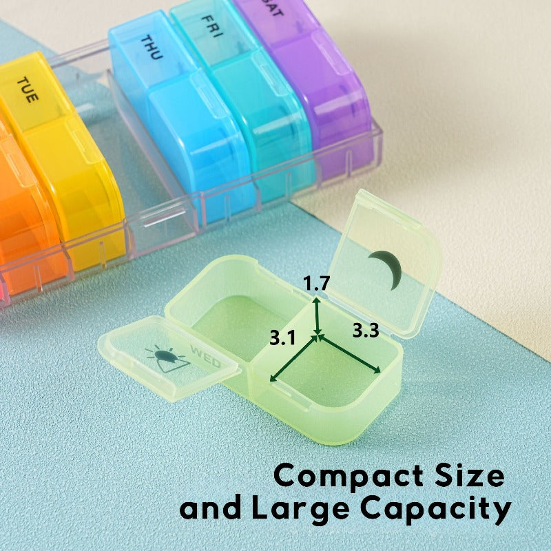 Anomasu® AM PM Weekly Pill Organizer – Travel-Friendly, Large Capacity