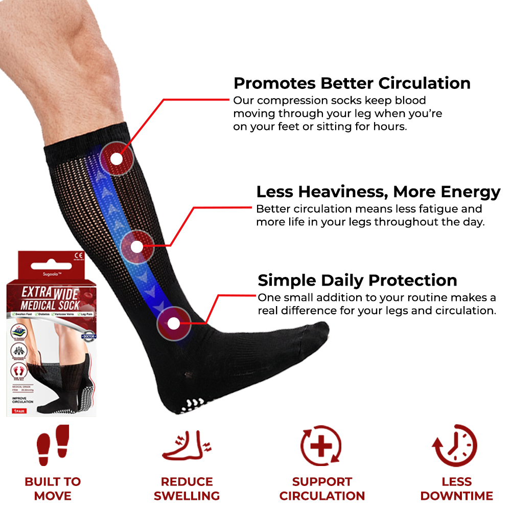Anomasu® Extra Wide Medical Diabetic Socks For Swollen Feet