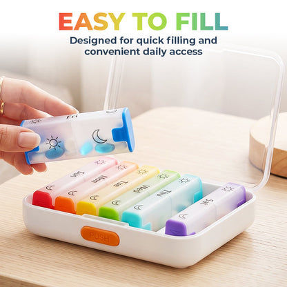 Anomasu® DoseKeeper AM/PM Pill Organizer – Travel-Friendly, Large Capacity