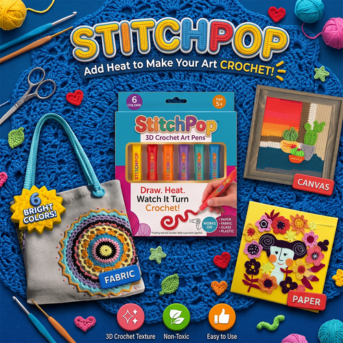 Anomasu® StitchPop 3D Crochet Art Pens – Turn Flat Drawings Into Touchable 3D Art🪄