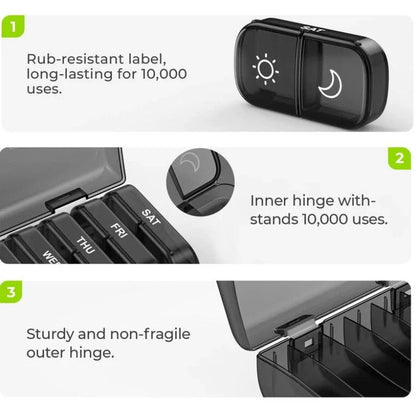 Anomasu® AM PM Weekly Pill Organizer – Travel-Friendly, Large Capacity