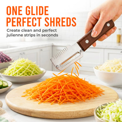 Anomasu® Easy-Grip Wooden Peeler & Veggie Shredder