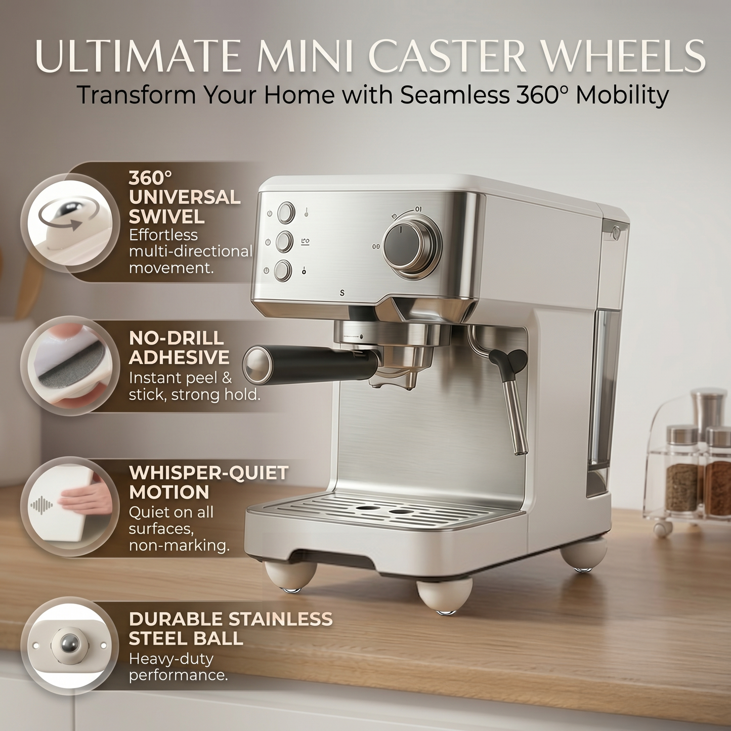 🔄Anomasu® 360 Degree Rotation Self Adhesive Mini Caster Wheels