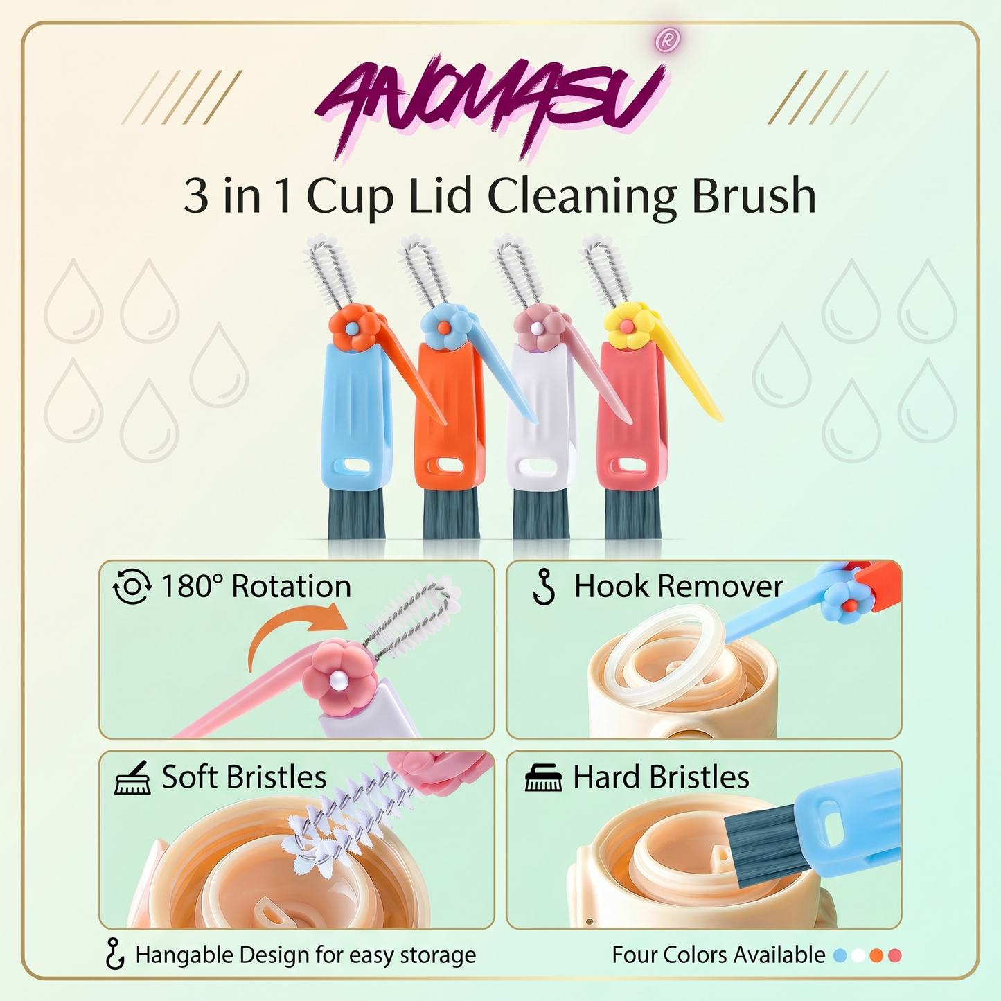Anomasu® 3 in 1 Cup Lid Cleaning Brush (4PCS)