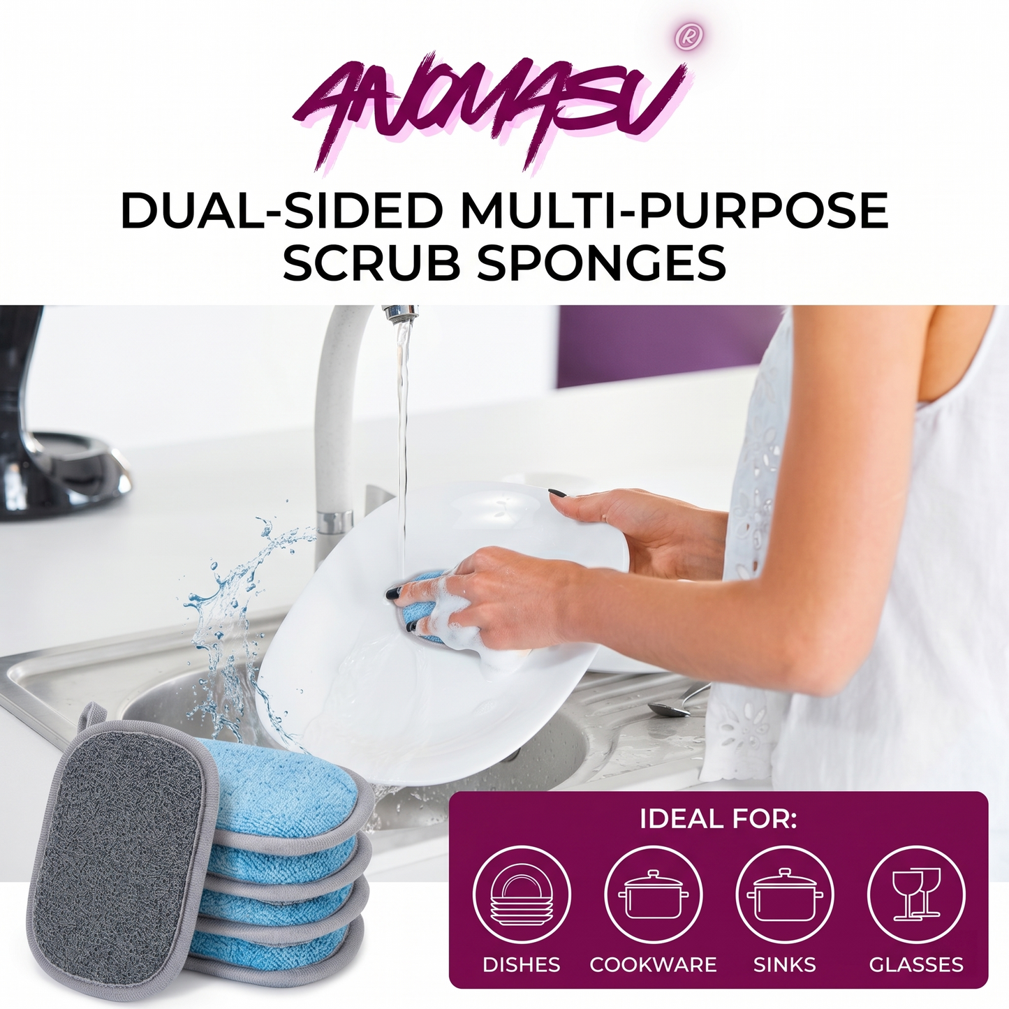 Anomasu® Dual-Sided Multi-Purpose Scrub Sponges (6PCS)