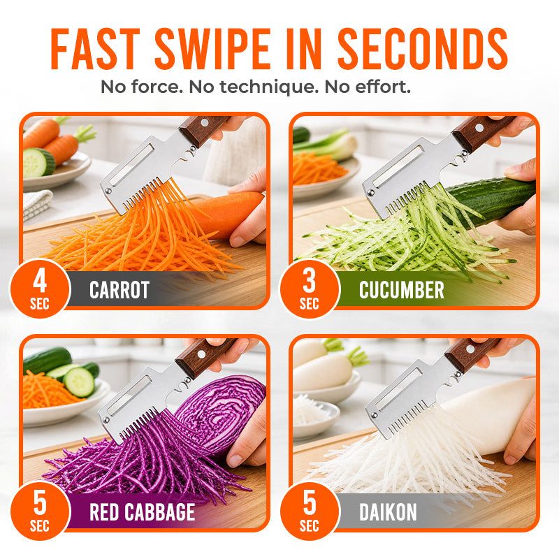 Anomasu® Easy-Grip Wooden Peeler & Veggie Shredder
