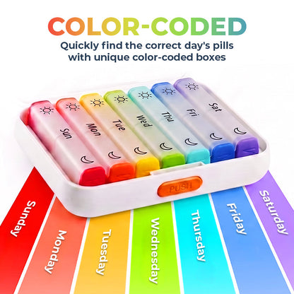 Anomasu® DoseKeeper AM/PM Pill Organizer – Travel-Friendly, Large Capacity