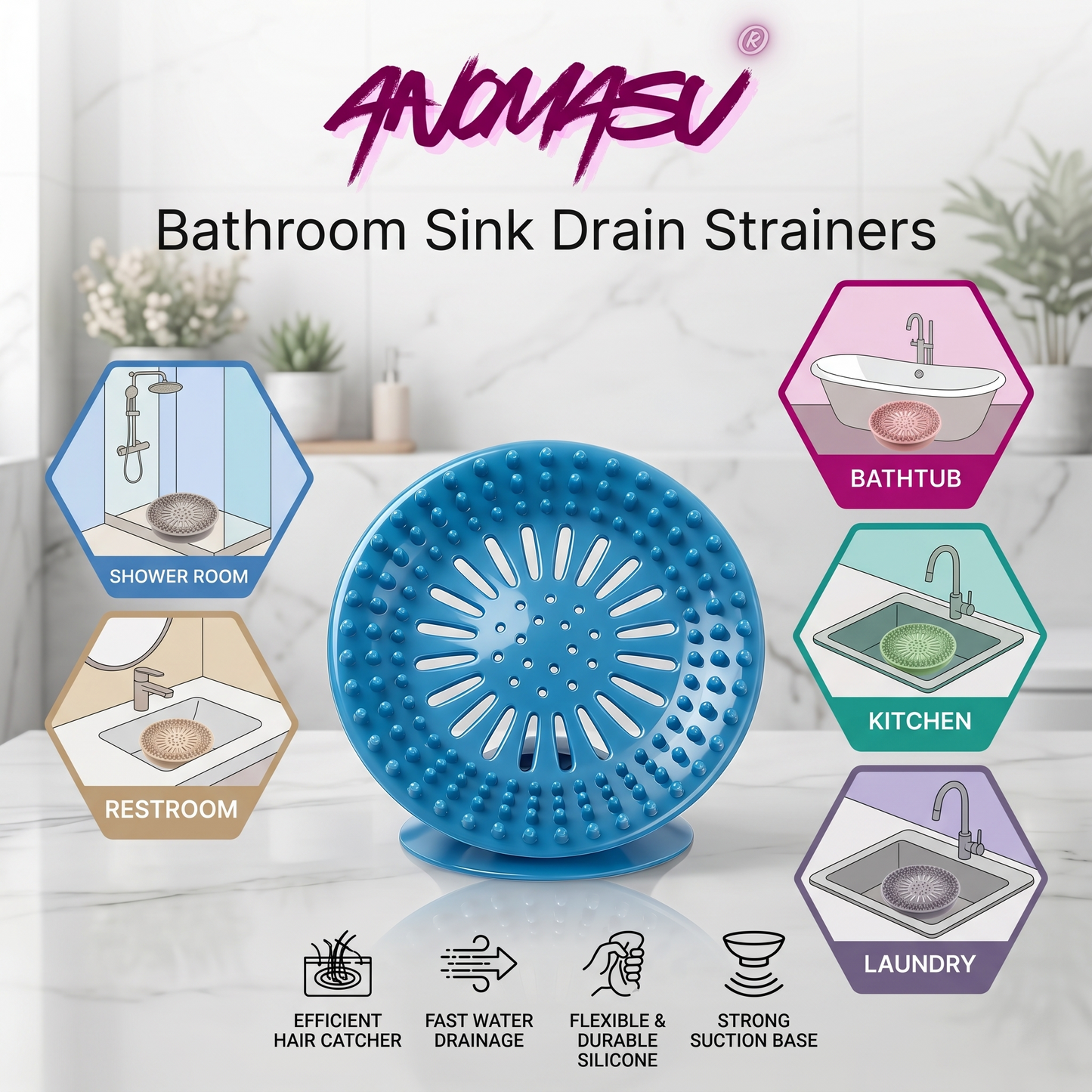 Anomasu® Bathroom Sink Drain Strainers (5PCS)