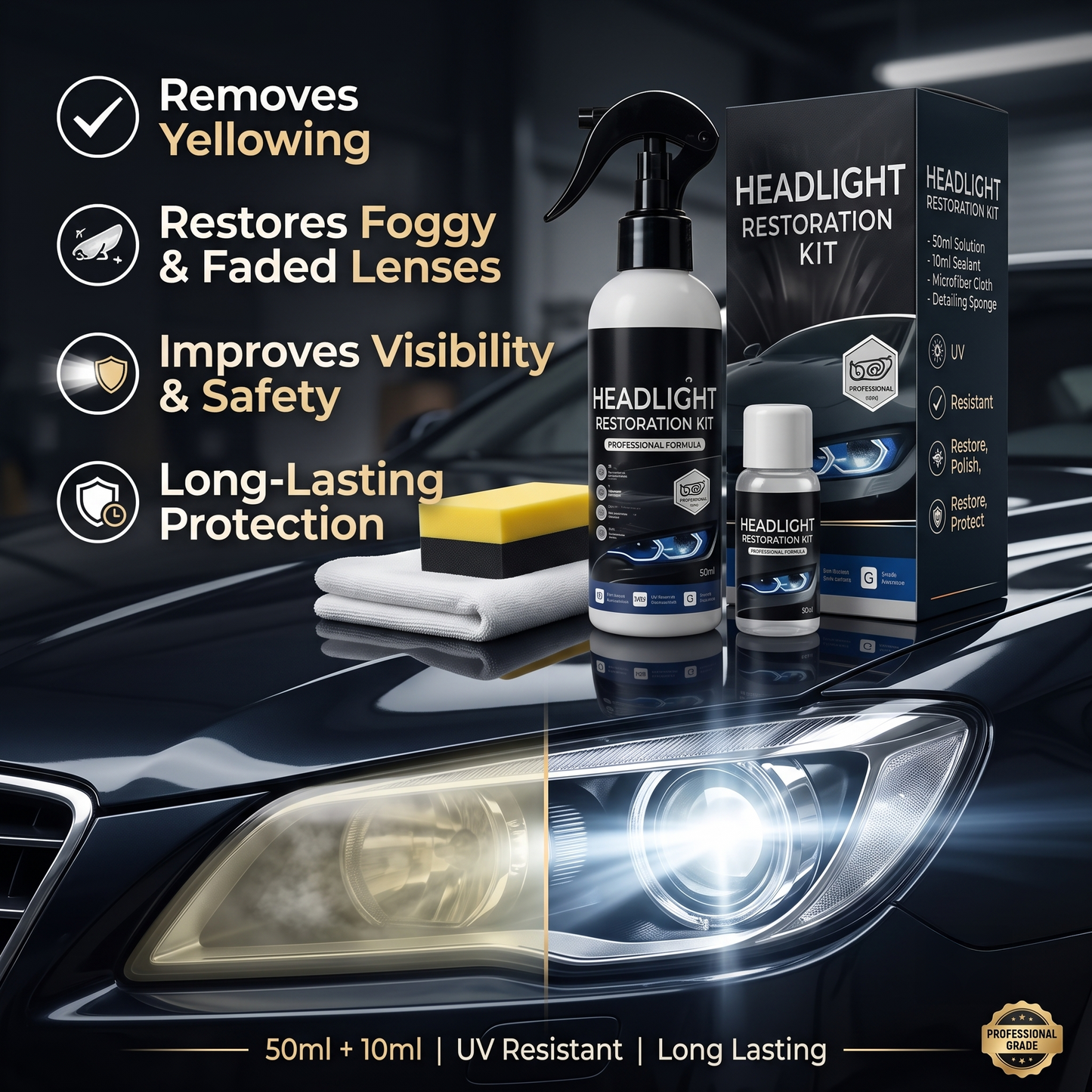 🚘🚗Anomasu® Powerful Headlight Restoration Spray | Remove Yellowing & Oxidation Instantly