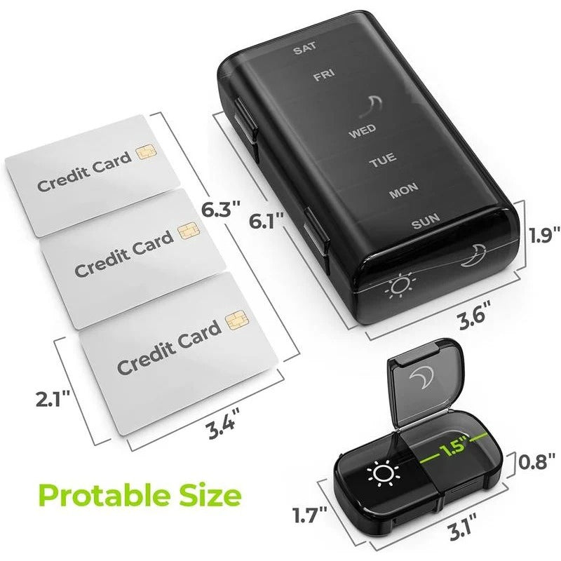 Anomasu® AM PM Weekly Pill Organizer – Travel-Friendly, Large Capacity