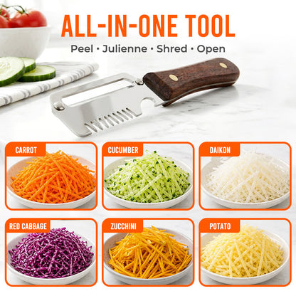 Anomasu® Easy-Grip Wooden Peeler & Veggie Shredder