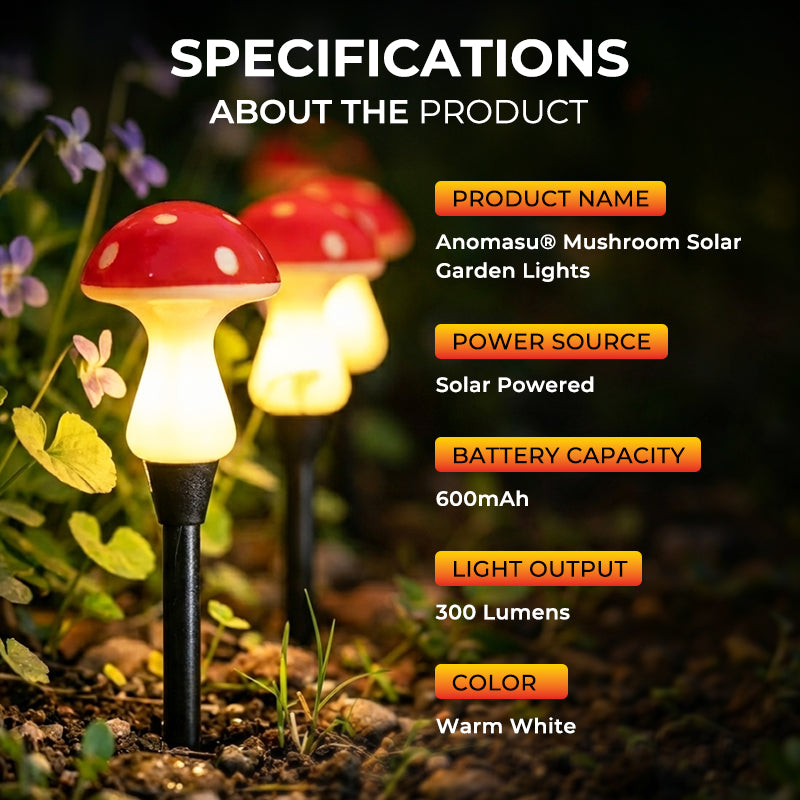 Anomasu® Mushroom Solar Garden Lights