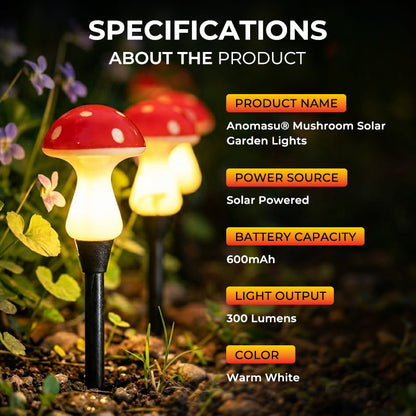 Anomasu® Mushroom Solar Garden Lights