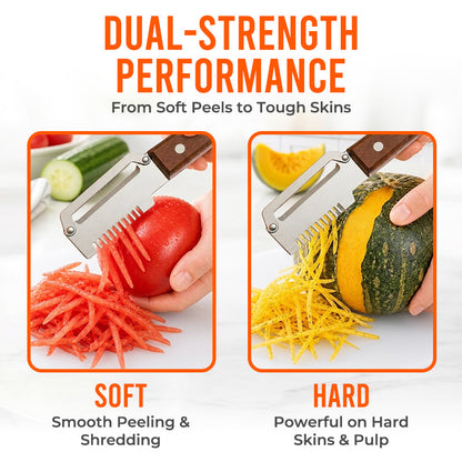 Anomasu® Easy-Grip Wooden Peeler & Veggie Shredder