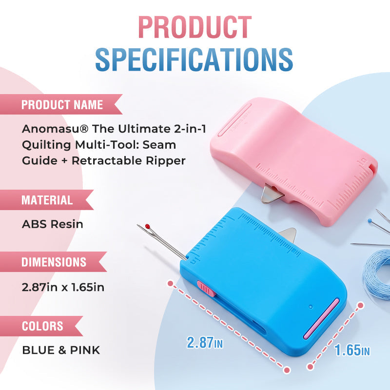 Anomasu® The Ultimate 3-in-1 Quilting Multi-Tool: Seam Guide + Retractable Ripper