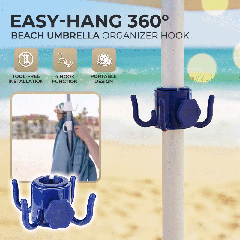 Anomasu® Easy-Hang 360° Beach Umbrella Organizer Hook 2Pcs