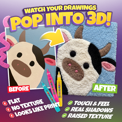 Anomasu® FurryPop 3D Rug Pens – Turn Flat Drawings Into Touchable 3D Art🪄