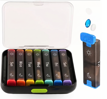 Anomasu® DoseKeeper AM/PM Pill Organizer – Travel-Friendly, Large Capacity