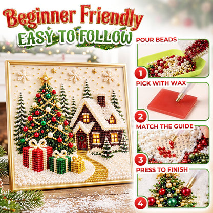 🎅🏻 Anomasu® 3D Christmas Pearl Craft Kit – Relaxing DIY Holiday Art