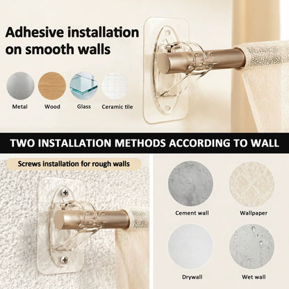 ⭐️Anomasu® New Self Adhesive Rod Brackets, No Drill Needed Curtain Rod Holders