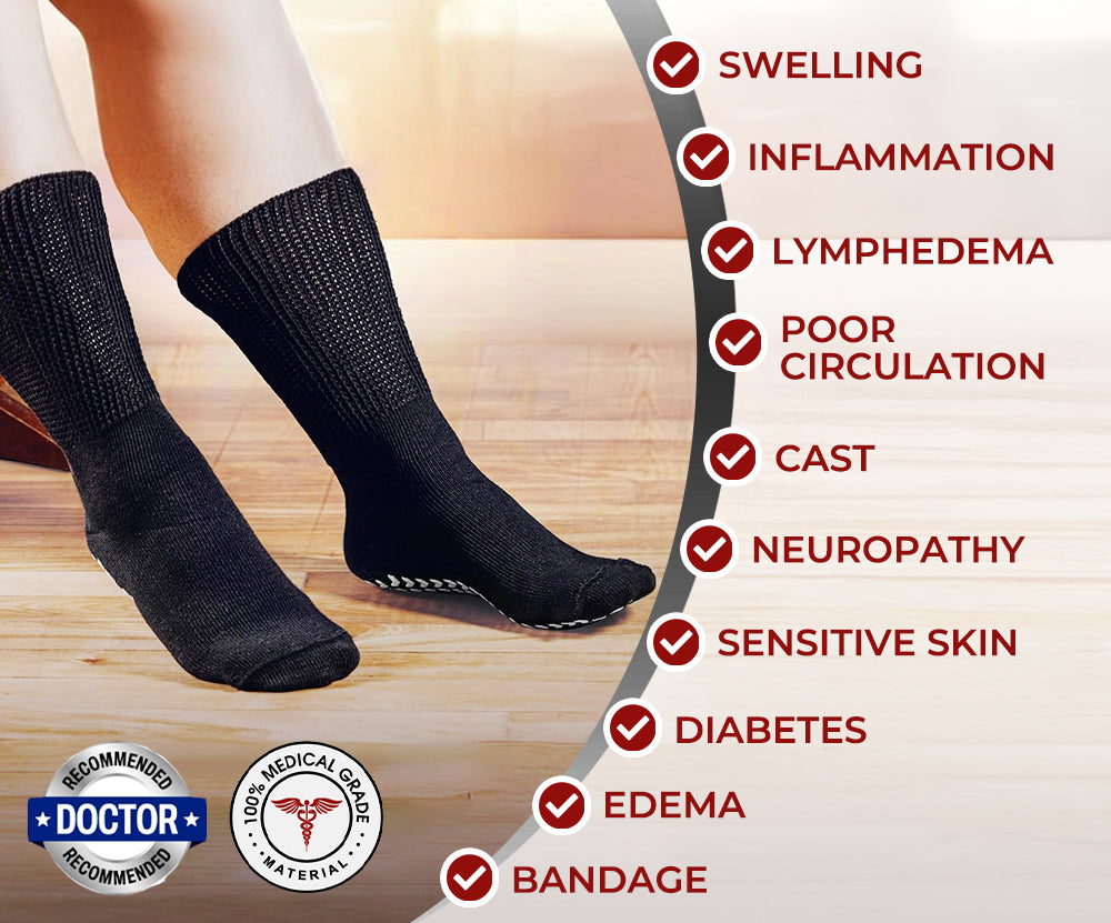 Anomasu® Extra Wide Medical Diabetic Socks For Swollen Feet