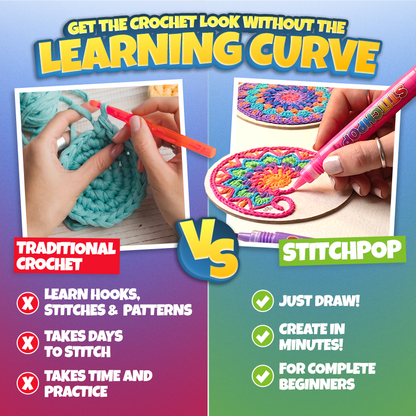 Anomasu® StitchPop 3D Crochet Art Pens🧶Turn Flat Drawings Into Touchable 3D Art🪄