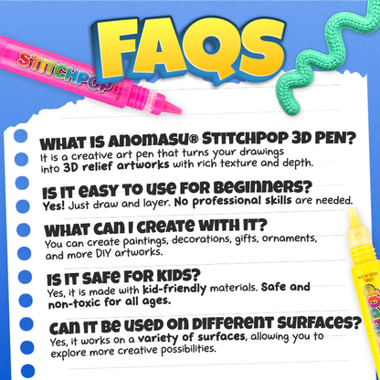 Anomasu® StitchPop 3D Crochet Art Pens🧶Turn Flat Drawings Into Touchable 3D Art🪄