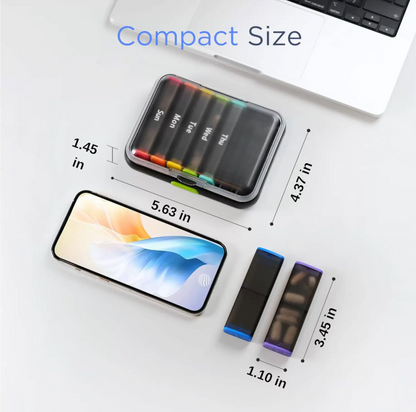 Anomasu® DoseKeeper AM/PM Pill Organizer – Travel-Friendly, Large Capacity