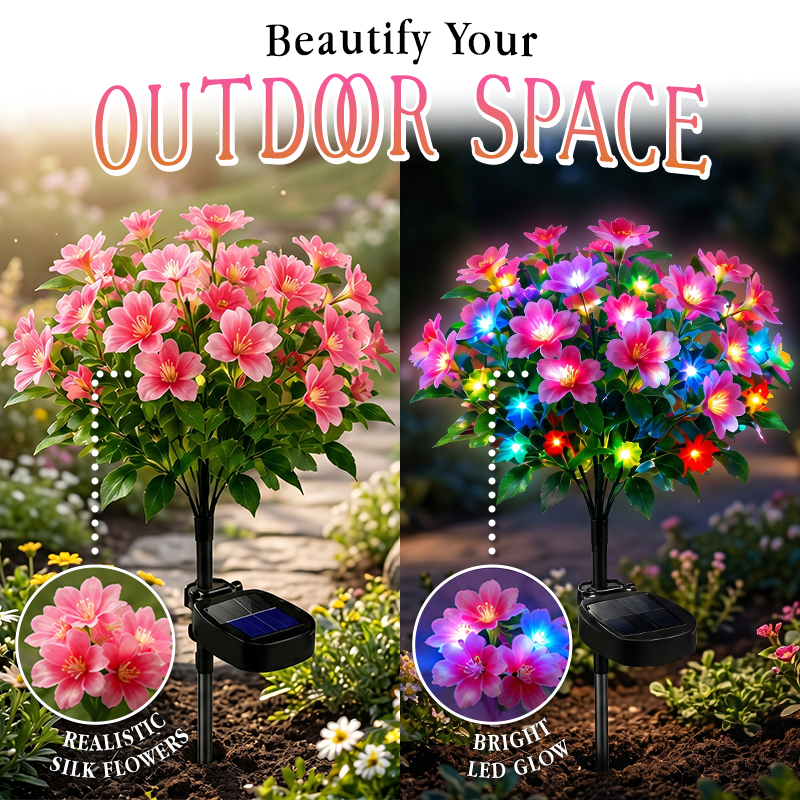 Anomasu® Solar Azalea Flower Lights🌺IP65 Waterproof🪦for Grave Garden Decor Memorial Cemetery Lights