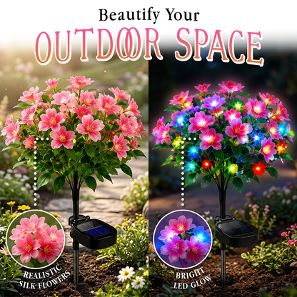 Anomasu® Solar Azalea Flower Lights🌺IP65 Waterproof🪦for Grave Garden Decor Memorial Cemetery Lights