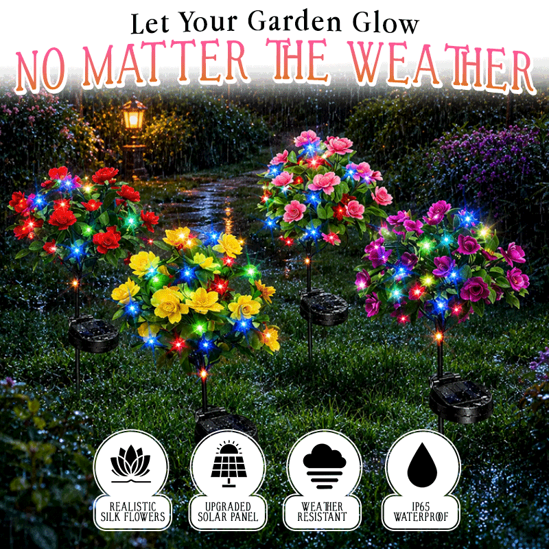 Anomasu® Solar Azalea Flower Lights🌺IP65 Waterproof🪦for Grave Garden Decor Memorial Cemetery Lights