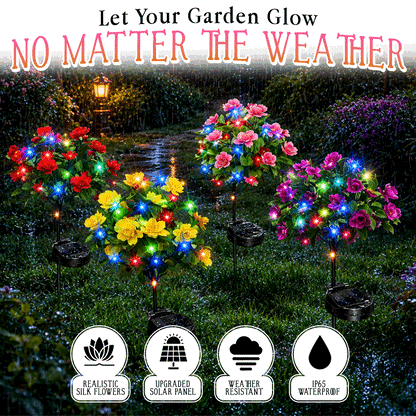 Anomasu® Solar Azalea Flower Lights🌺IP65 Waterproof🪦for Grave Garden Decor Memorial Cemetery Lights