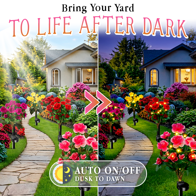 Anomasu® Solar Azalea Flower Lights🌺IP65 Waterproof🪦for Grave Garden Decor Memorial Cemetery Lights