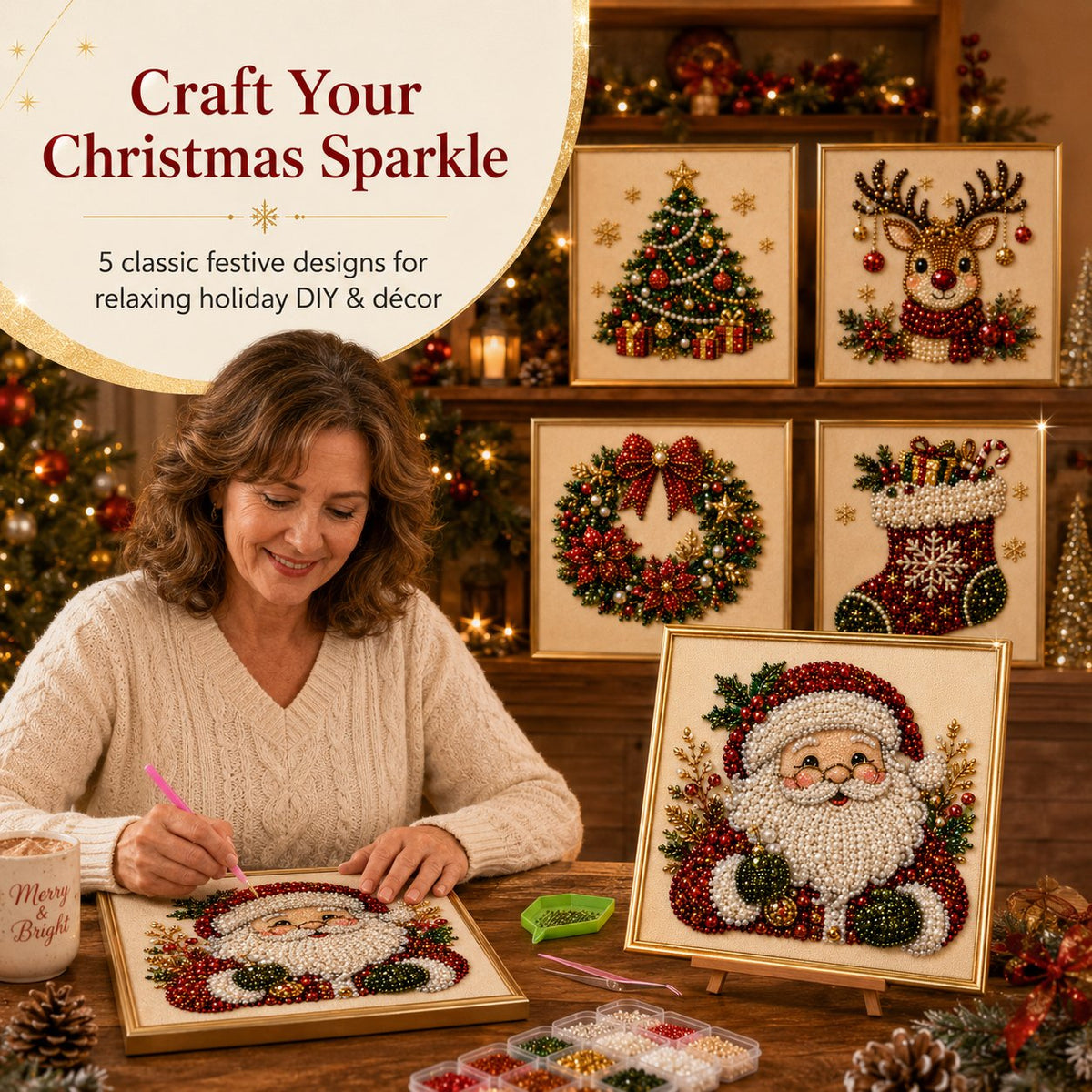 ✨ Anomasu® 3D Christmas Pearl Craft Kit – Relaxing DIY Holiday Art