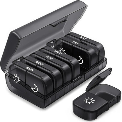 Anomasu® AM PM Weekly Pill Organizer – Travel-Friendly, Large Capacity